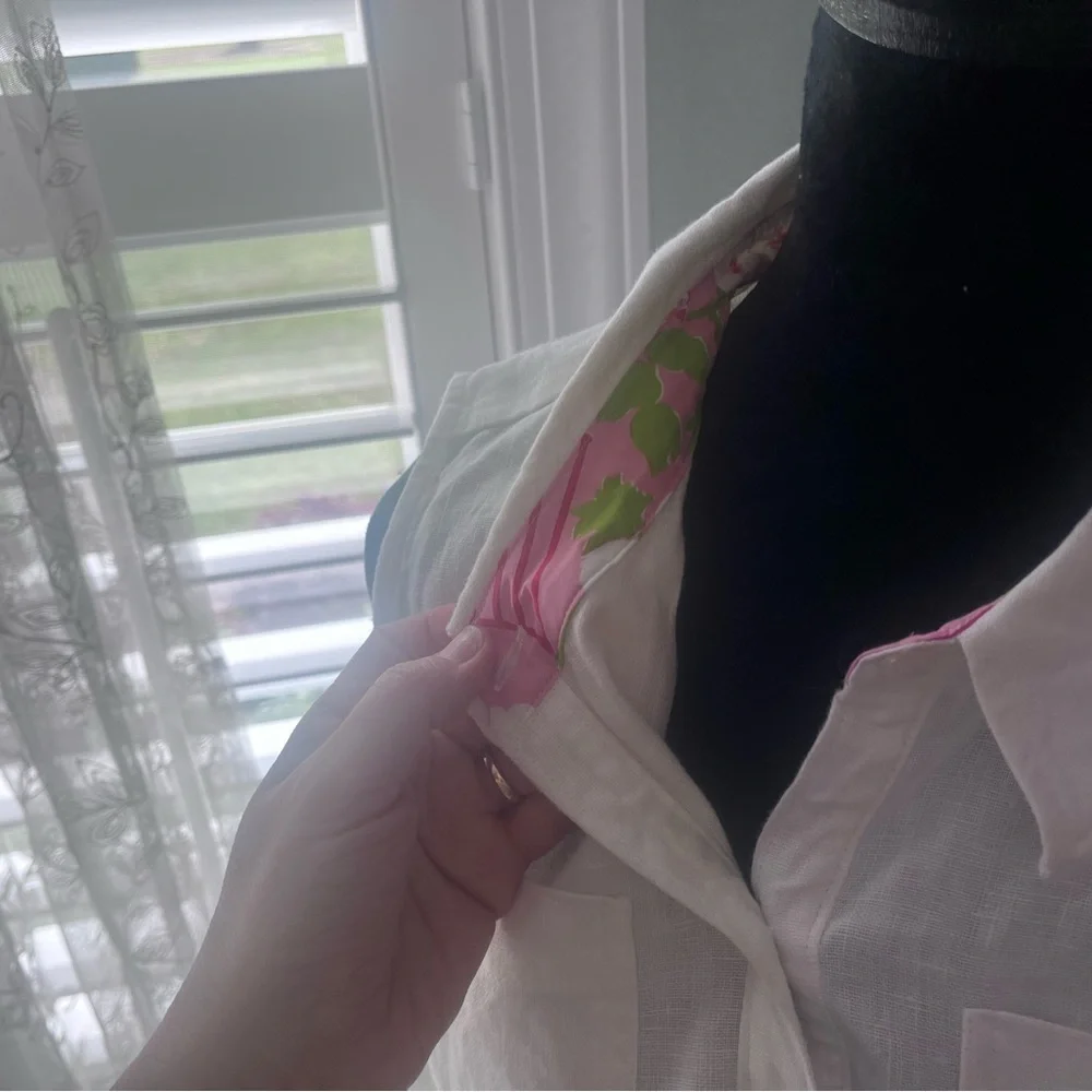Spartina 449 Pearl White Belted Eliza Sleeveless Linen Shirt Dress • Size S